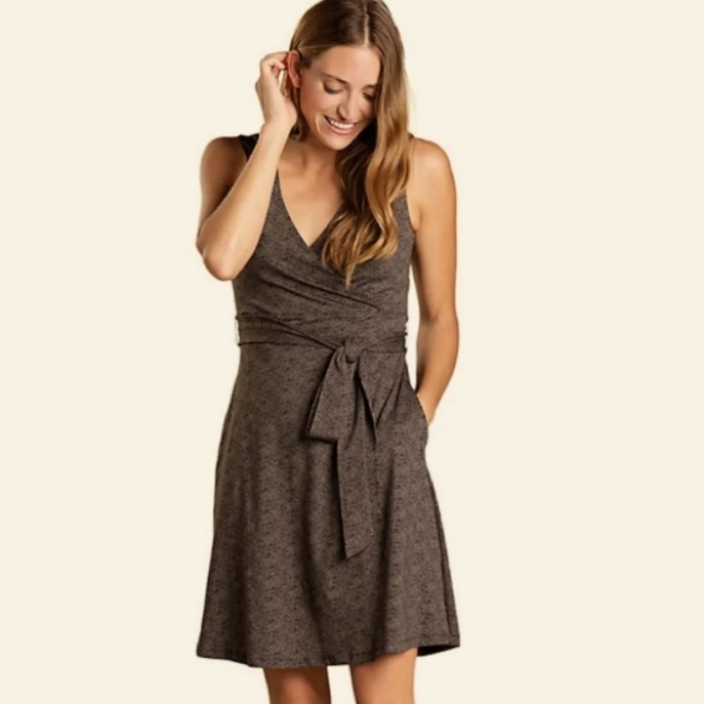 NWOT!!! Toad&Co Cue Sleeveless faux-Wrap Dress In Buffalo Herringbone Size Small